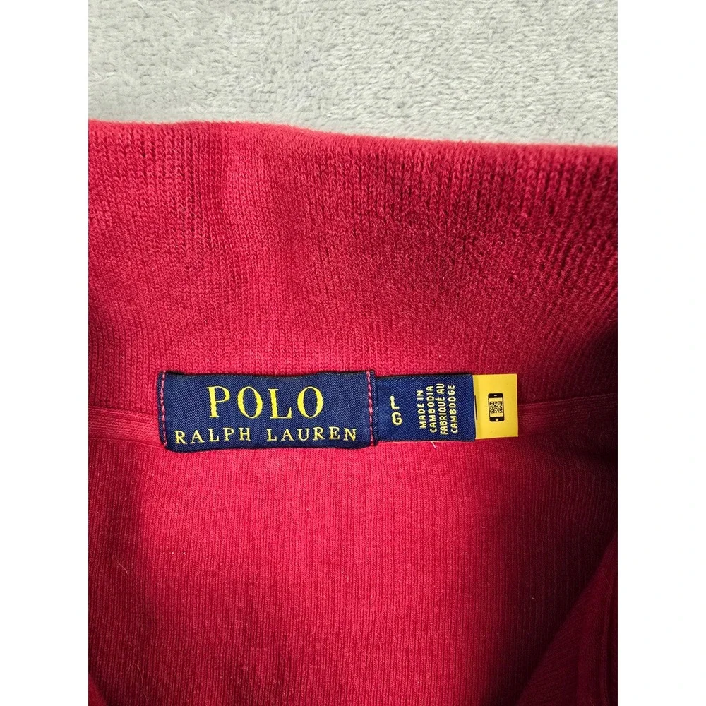 Polo Ralph Lauren Quarter Zip Pullover Mens Large Red Cotton Long Sleeve Sweater